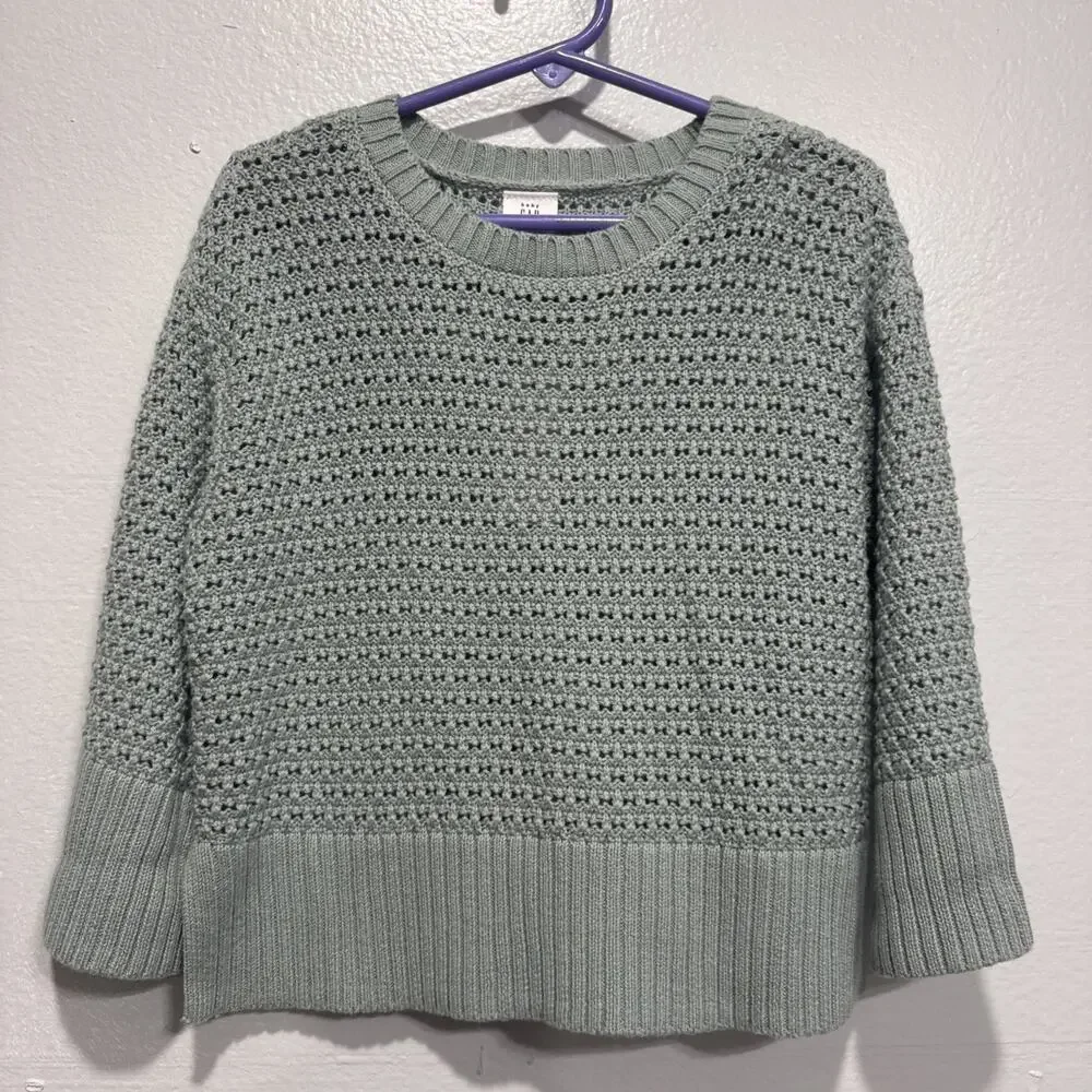 Baby Gap Toddler Girls Sage Open Knit Pullover Sweater Size 2T Long Sleeve